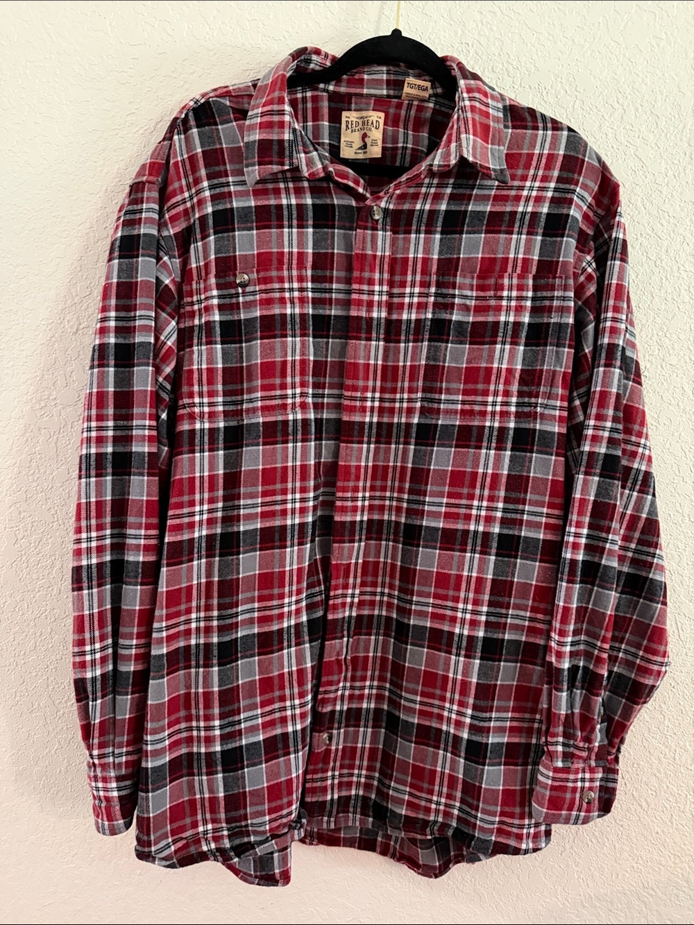 REDHEAD Plaid long sleeve shirt 100%Cotton SIZE XLT.